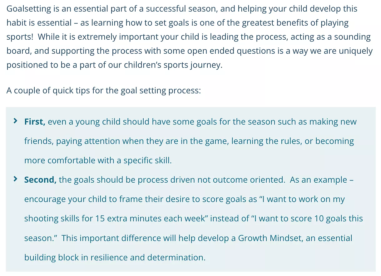 Soccer Parenting: Goalsetting & Growth Mindset